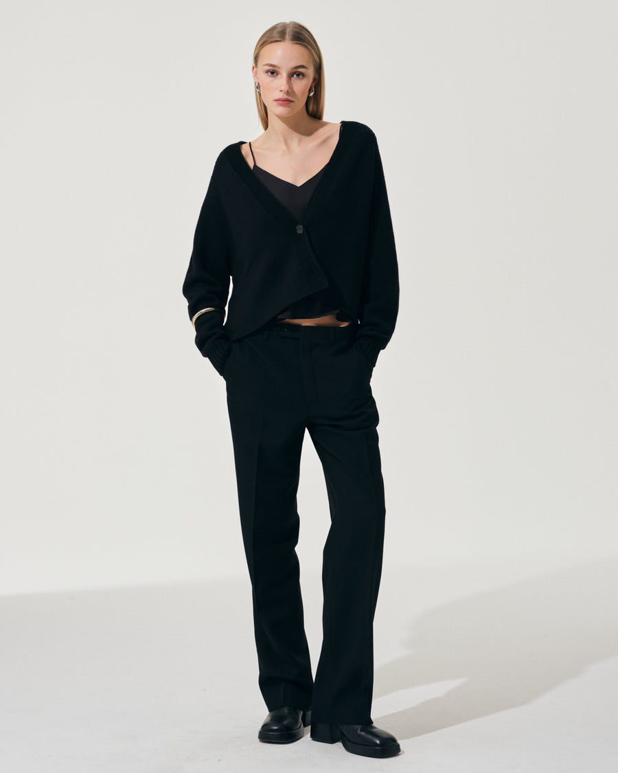 Scaglione CARDIGAN RAGLAN SEAMLESS MERINO BLACK