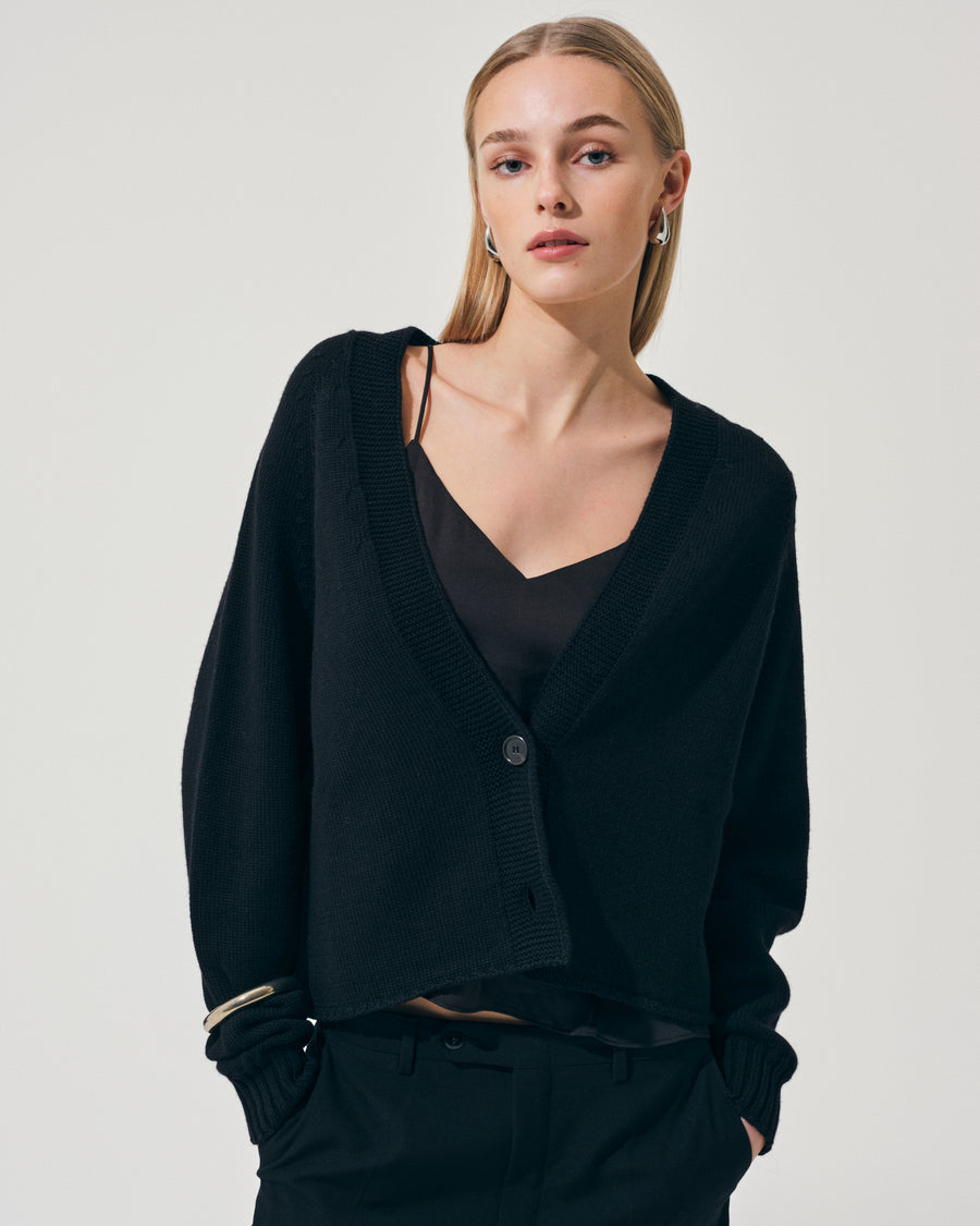 Scaglione CARDIGAN RAGLAN SEAMLESS MERINO BLACK