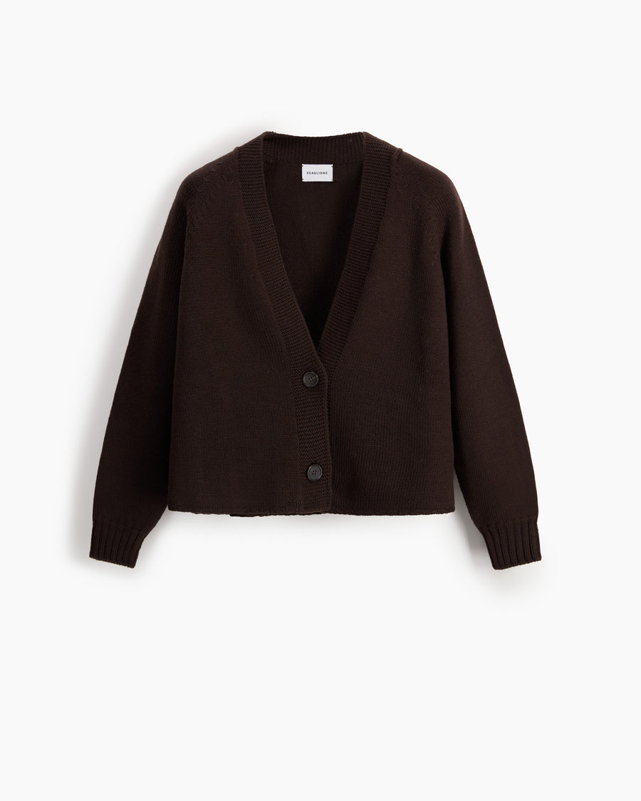 Scaglione CARDIGAN RAGLAN SEAMLESS MERINO EBANO