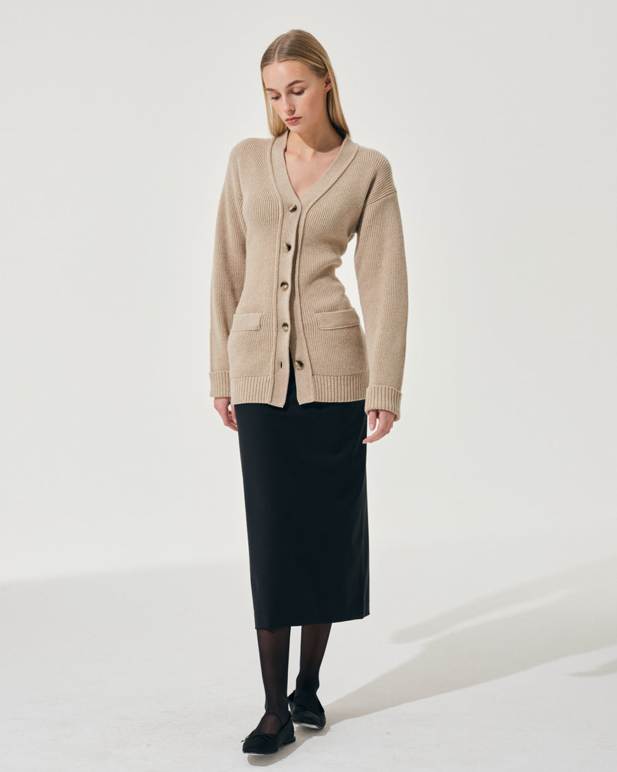 Scaglione CARDIGAN TIGHT FULLNEEDLE SAND