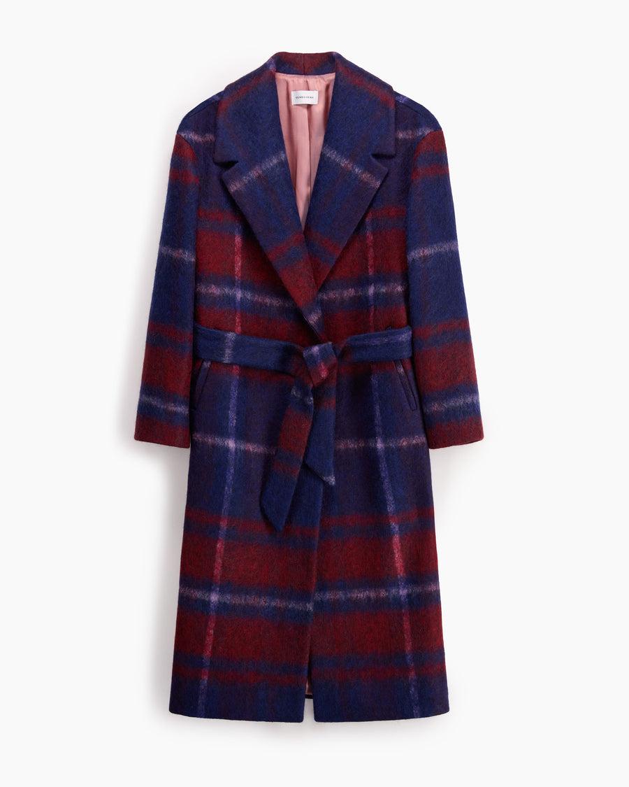 Scaglione COAT MAXI CHECK BORDEAUX