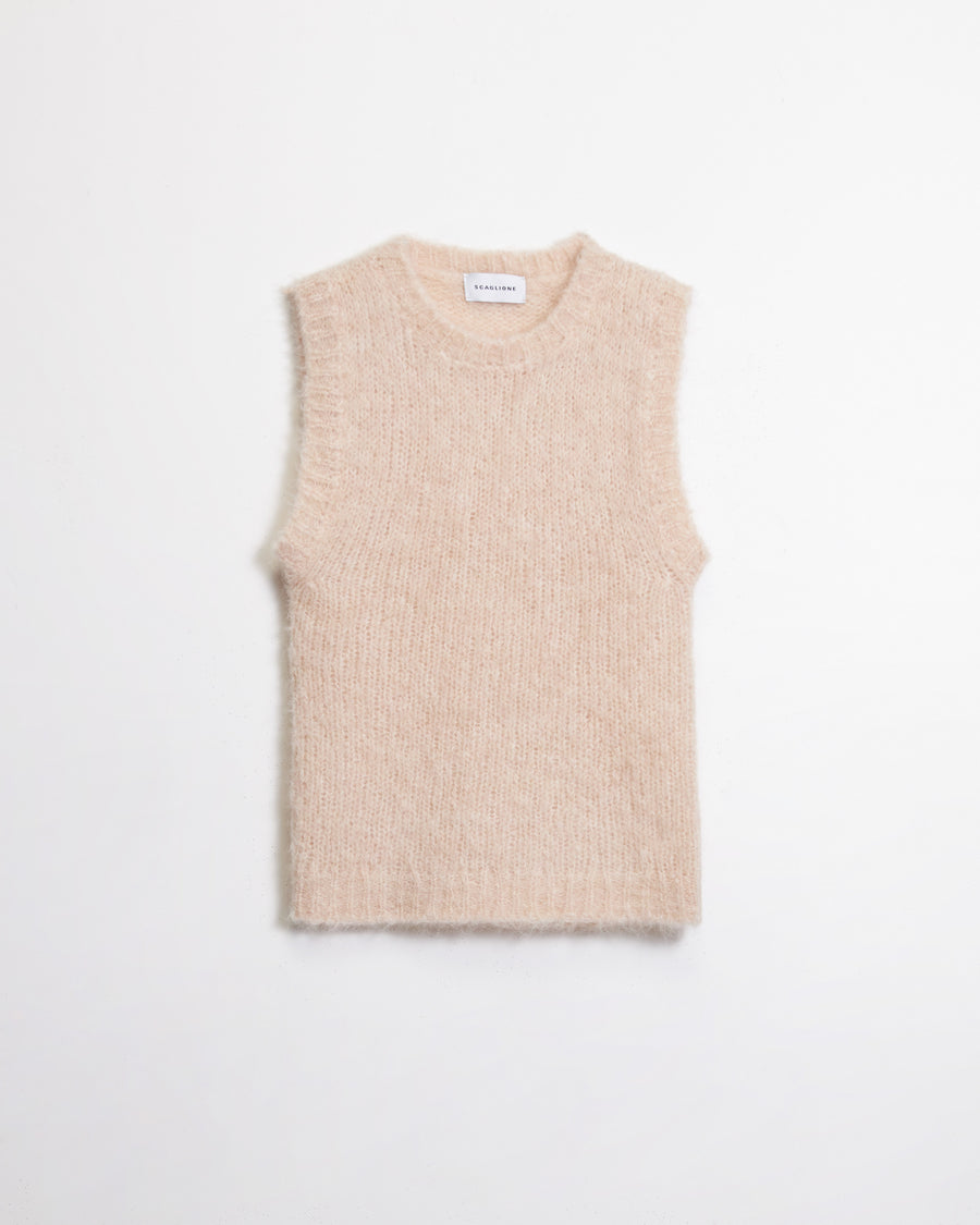 Scaglione GILET CREW NECK SAND
