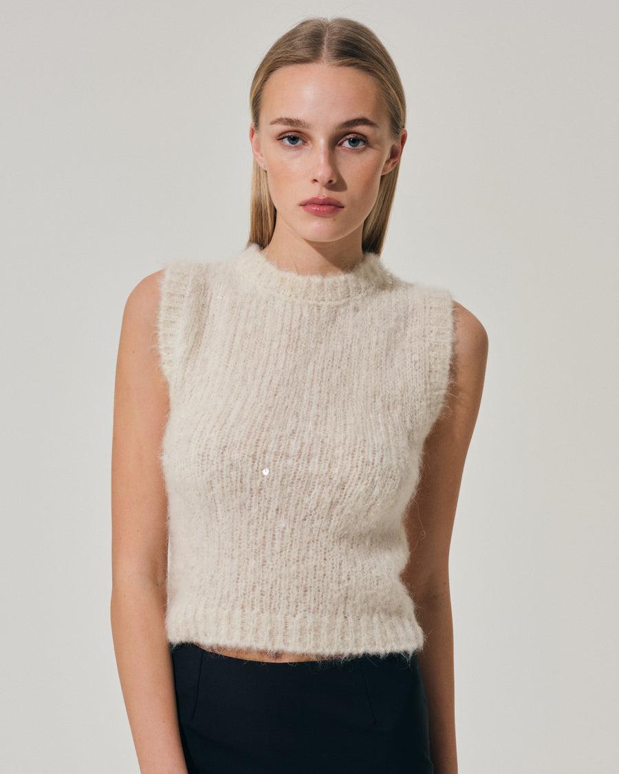 Scaglione GILET ROUND N. PAILLETTES MILK