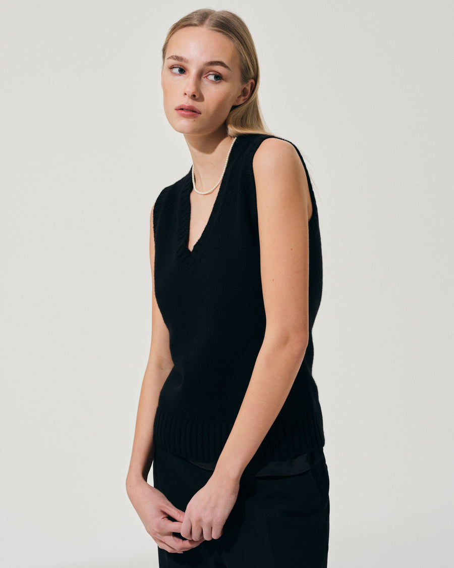 Scaglione GILET SOFT HYBRID CASHMERE BLACK