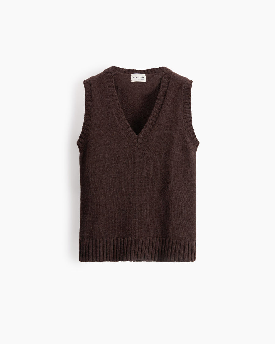 Scaglione GILET SOFT HYBRID CASHMERE EBANO