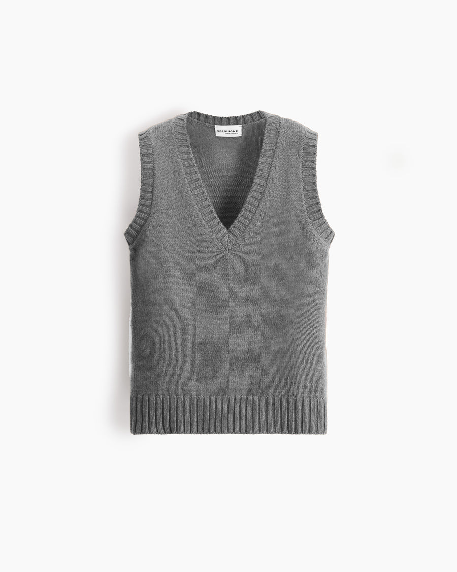 Scaglione GILET SOFT HYBRID CASHMERE GREY