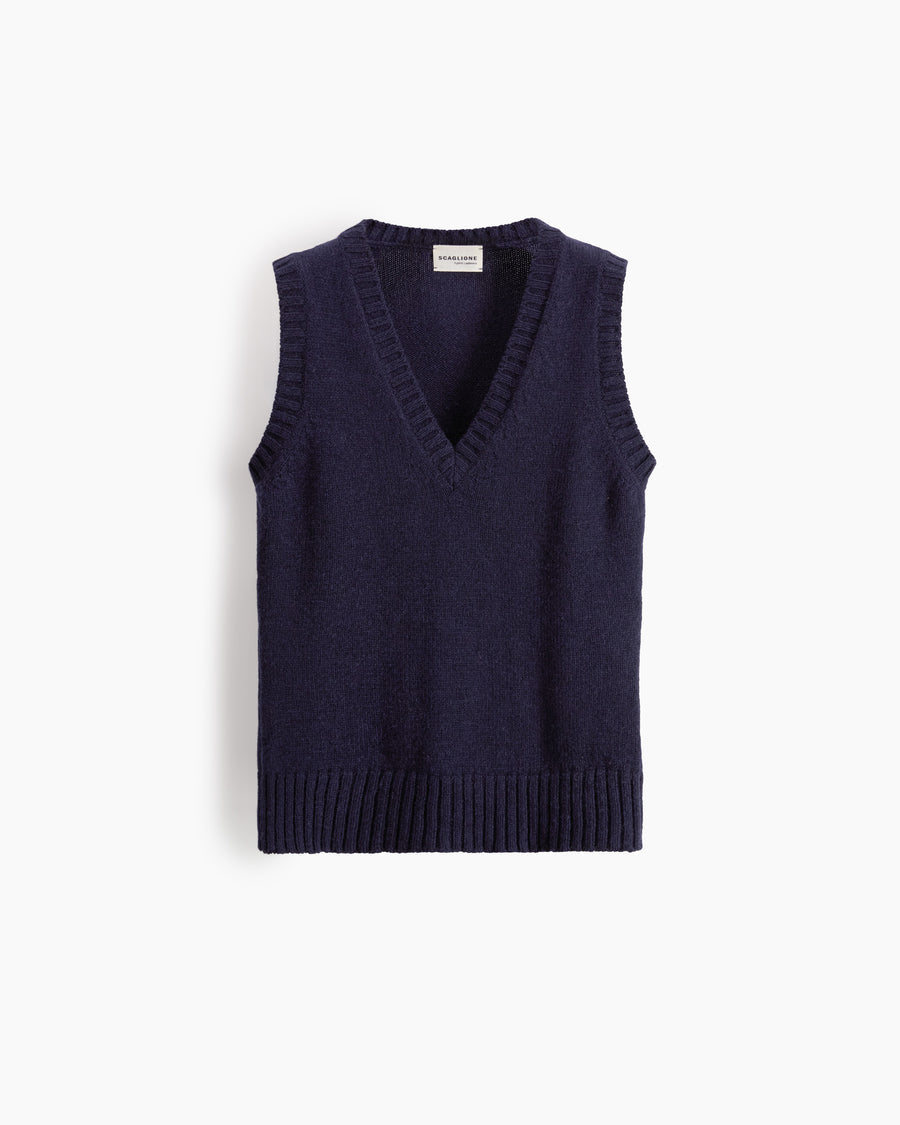 Scaglione GILET SOFT HYBRID CASHMERE NAVY