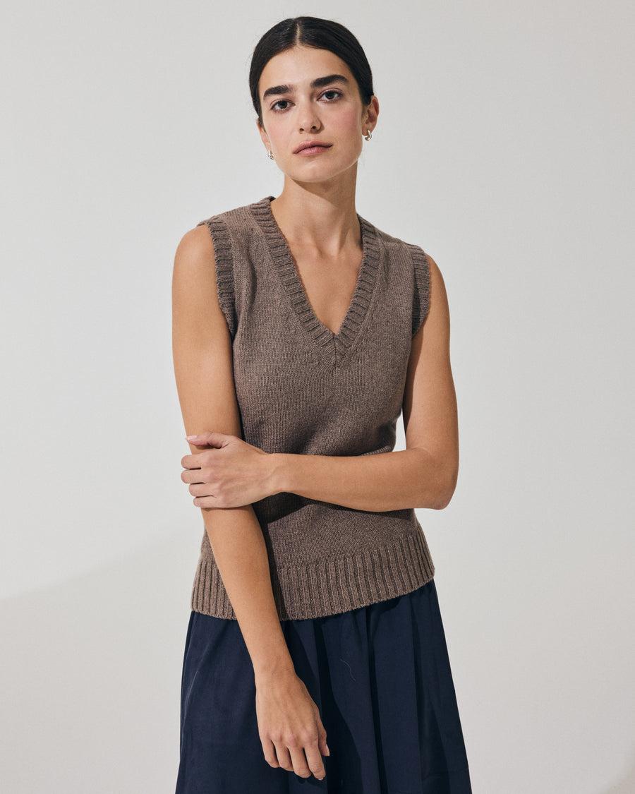 Scaglione GILET SOFT HYBRID CASHMERE TAUPE