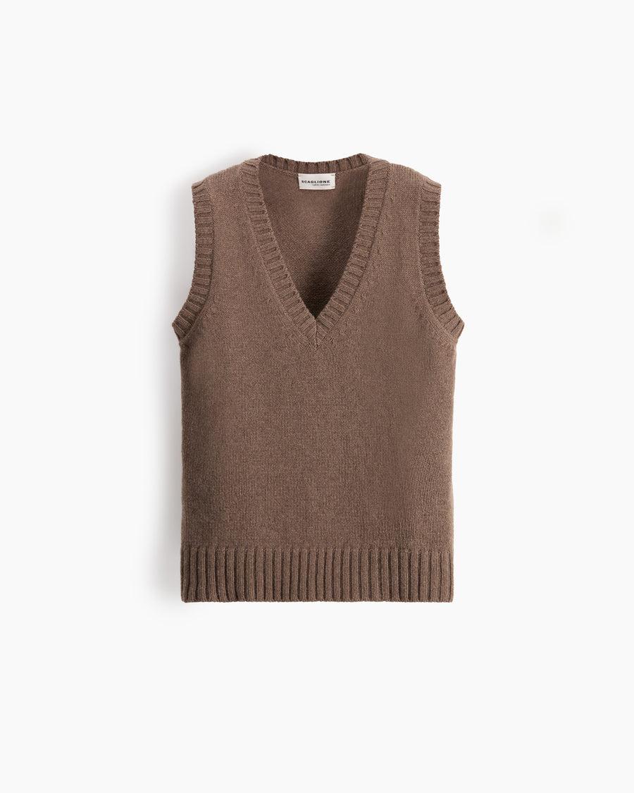 Scaglione GILET SOFT HYBRID CASHMERE TAUPE