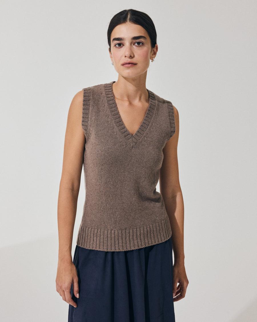Scaglione GILET SOFT HYBRID CASHMERE TAUPE