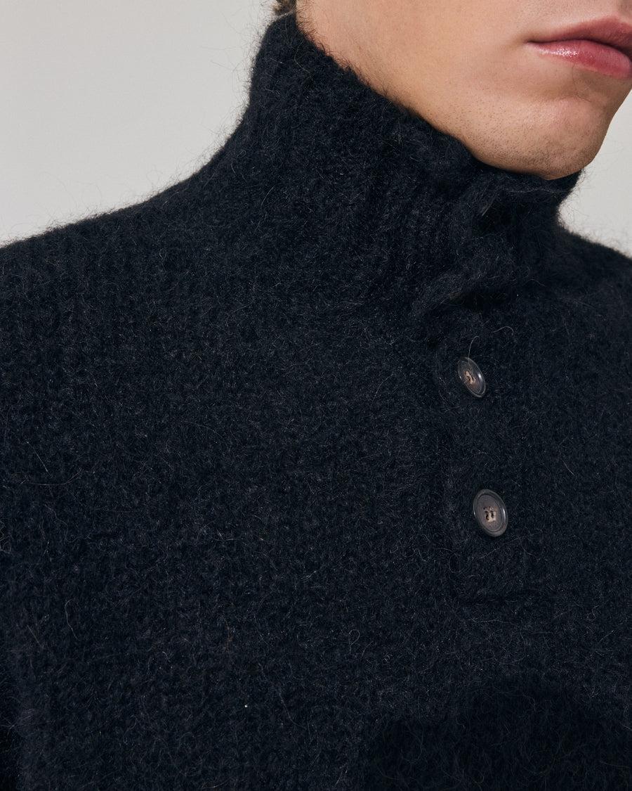 Scaglione HIGH NECK BOTTONI MESSY HAIR NAVY