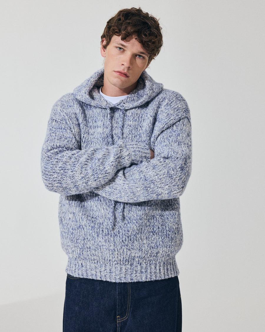 Scaglione HOODIE OVER MOULINE' NAVY