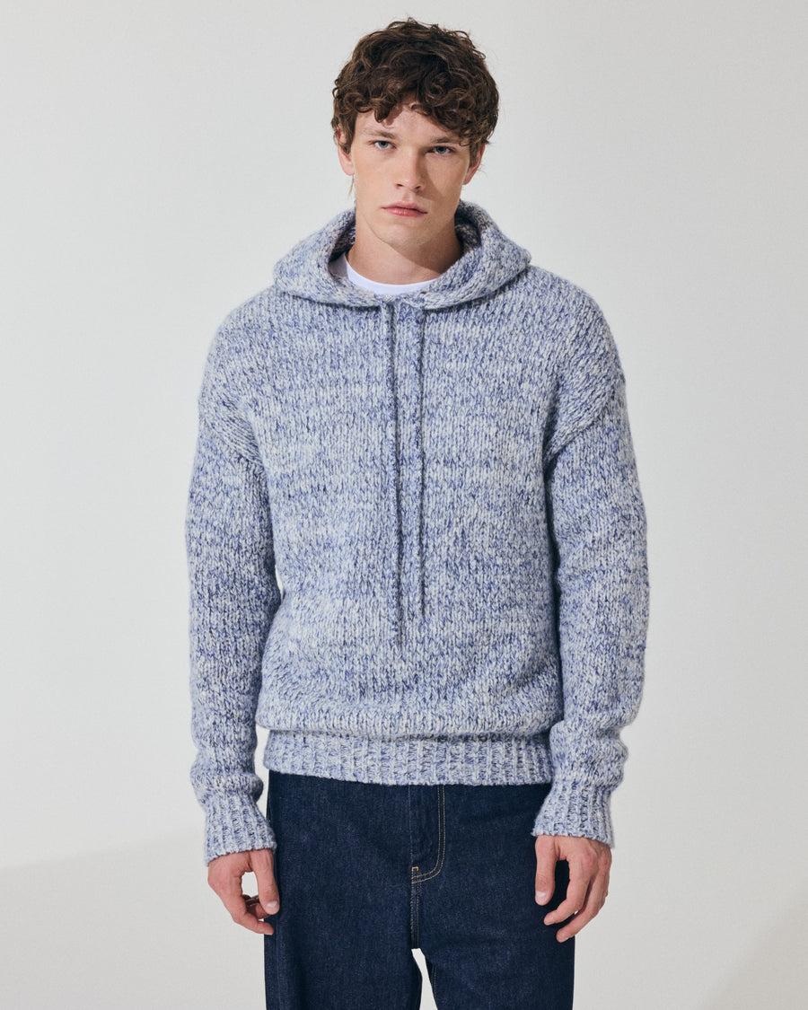 Scaglione HOODIE OVER MOULINE' NAVY