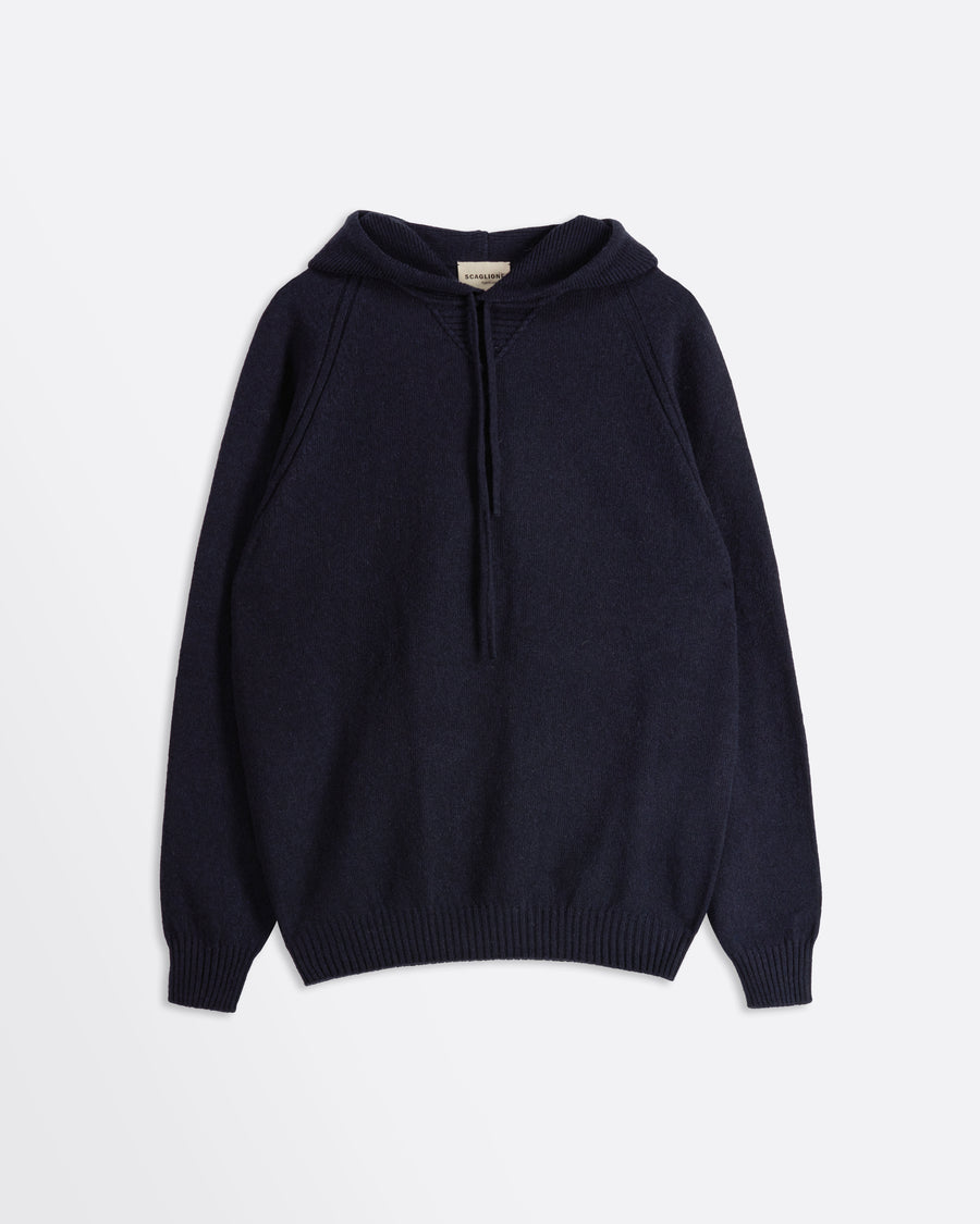 Scaglione HOODIE RAGLAN HYBRD CASHMERE NAVY