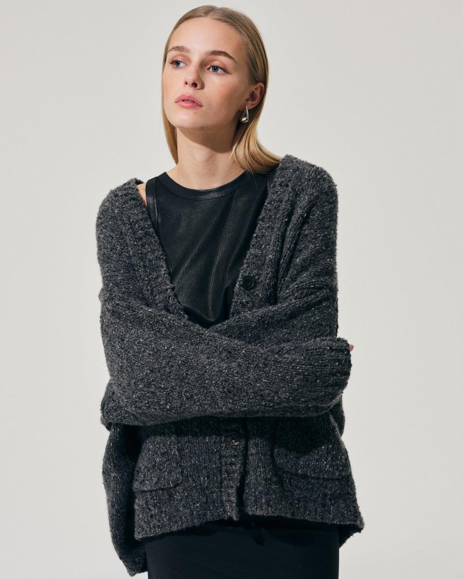 Scaglione MAXI CARDIGAN CASHMERE MULINE' BLACK