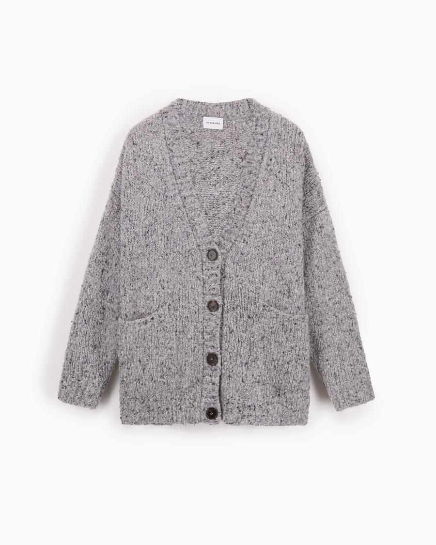 Scaglione MAXI CARDIGAN CASHMERE MULINE' GREY