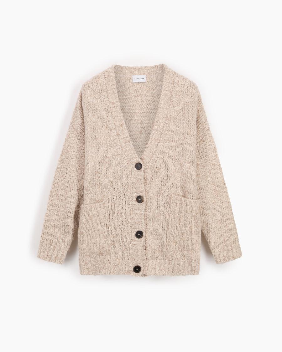 Scaglione MAXI CARDIGAN CASHMERE MULINE' SAND