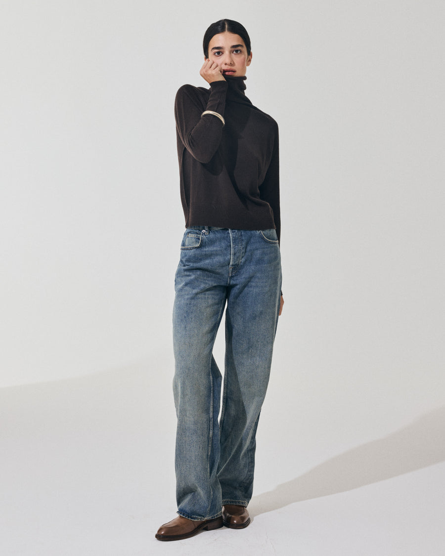 Scaglione MOCK N.RAGLAN SEAMLESS MERINO EBANO