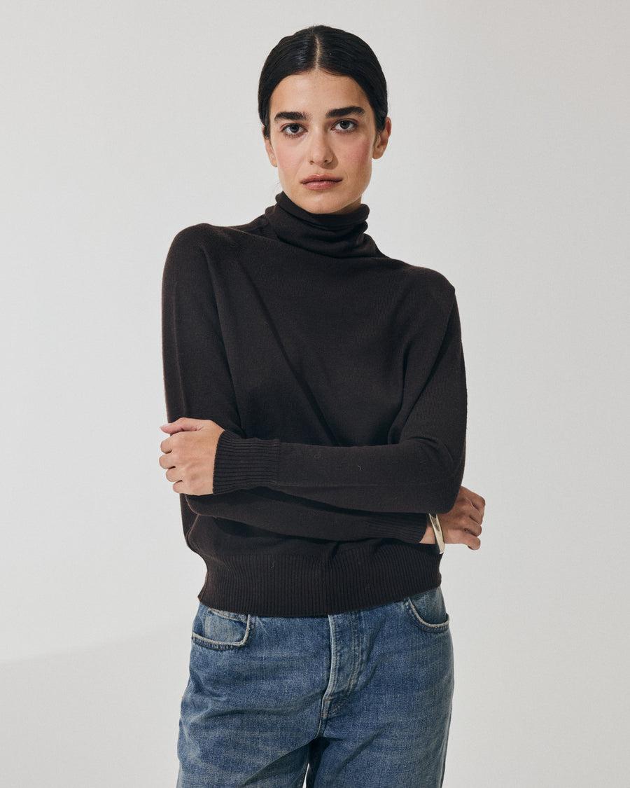 Scaglione MOCK N.RAGLAN SEAMLESS MERINO EBANO