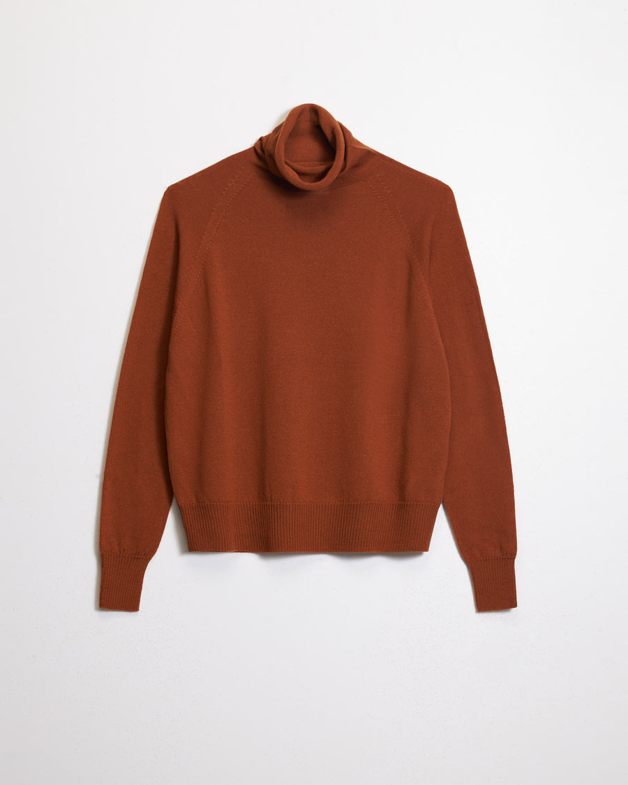 Scaglione MOCK N.RAGLAN SEAMLESS MERINO RUST