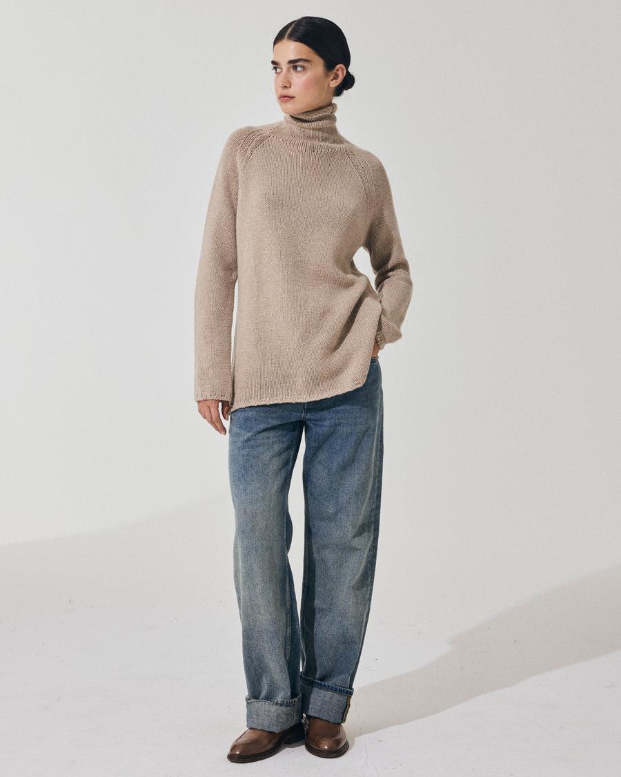 Scaglione MOCK NECK RAGLAN SUPERSOFT SAND