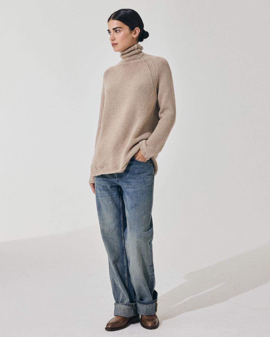 Scaglione MOCK NECK RAGLAN SUPERSOFT SAND