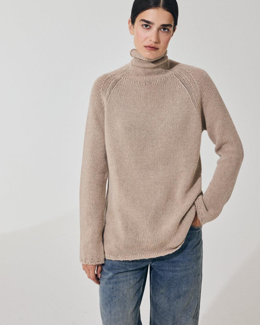 Scaglione MOCK NECK RAGLAN SUPERSOFT SAND