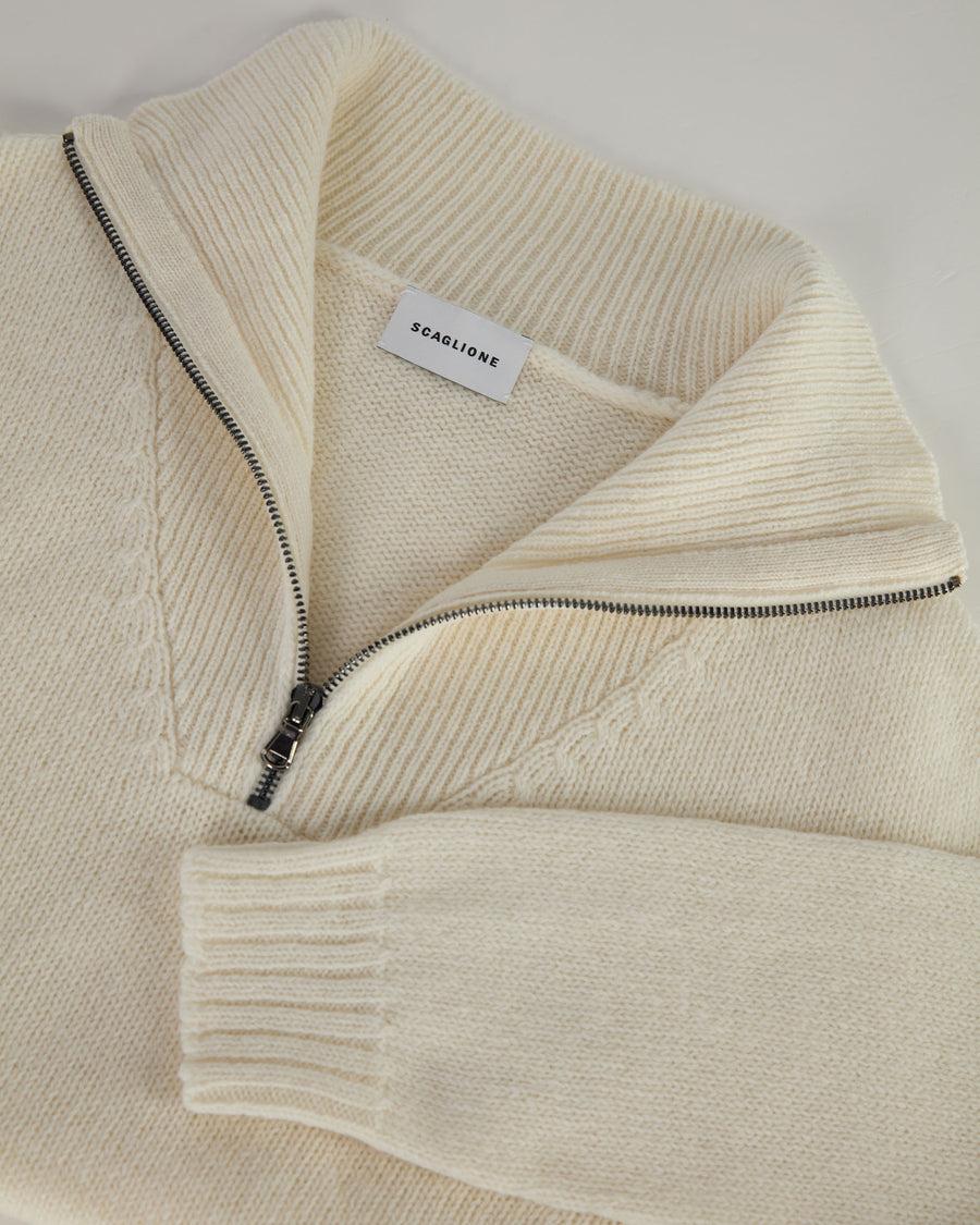 Scaglione MOCK NECK ZIP SOFTWOOL ICE