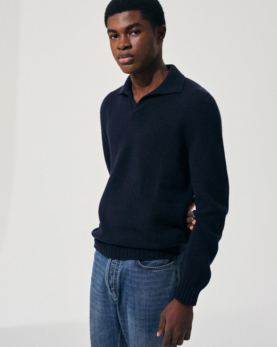 Scaglione OPEN POLO HYBRD CASHMERE NAVY