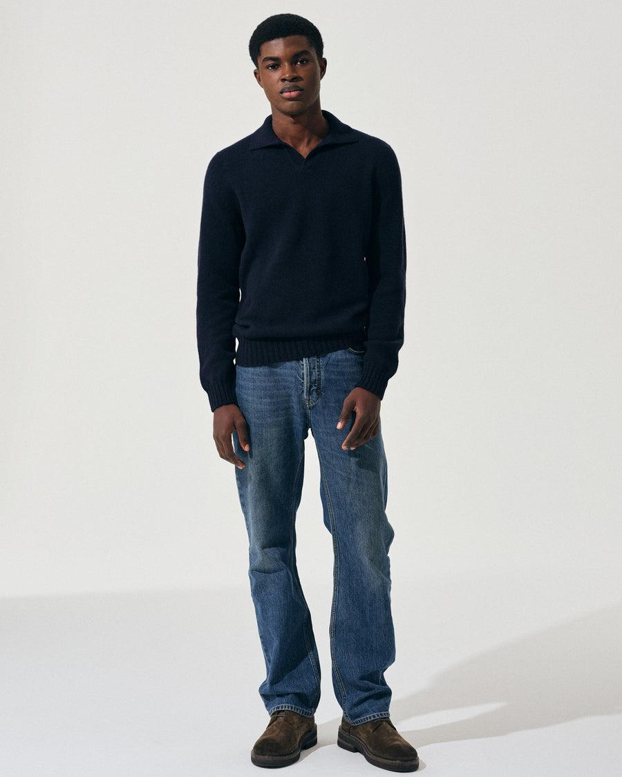 Scaglione OPEN POLO HYBRD CASHMERE NAVY