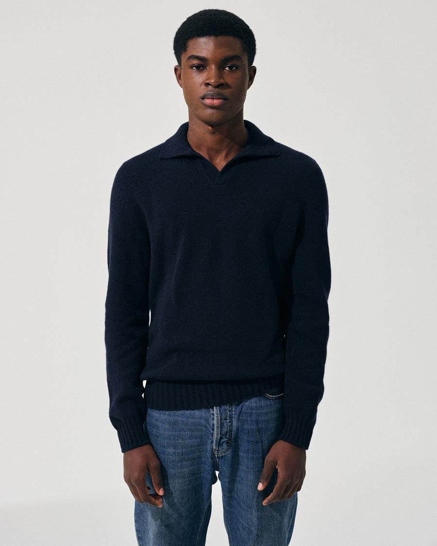Scaglione OPEN POLO HYBRD CASHMERE NAVY
