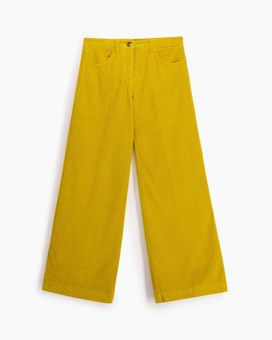 Scaglione PANT 5 TASCHE FLARE VELVET GIALLO