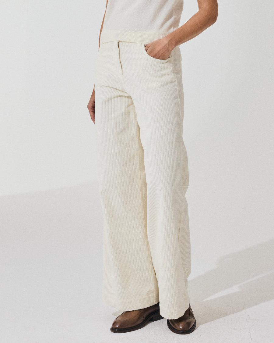 Scaglione PANT 5 TASCHE FLARE VELVET LATTE