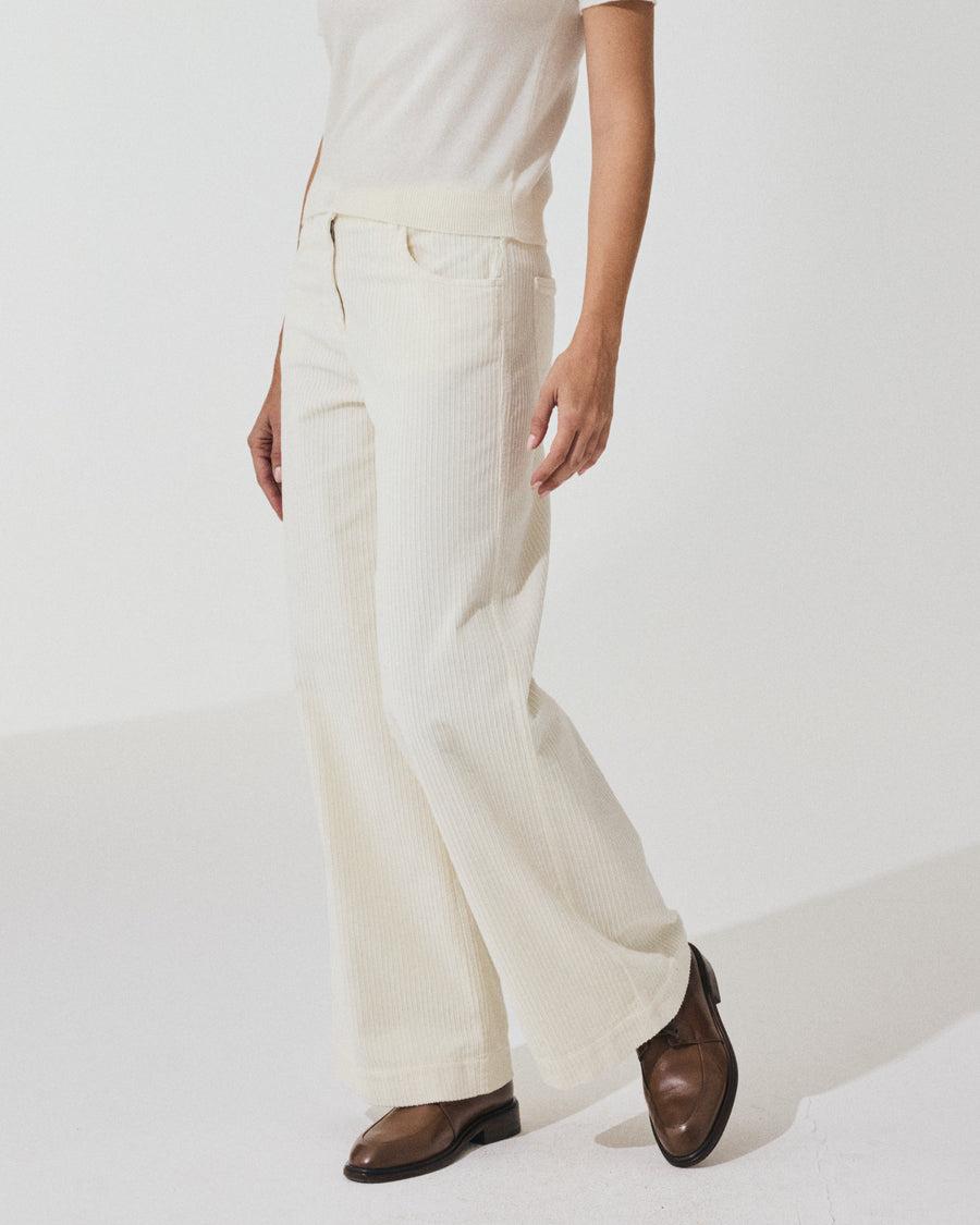 Scaglione PANT 5 TASCHE FLARE VELVET LATTE