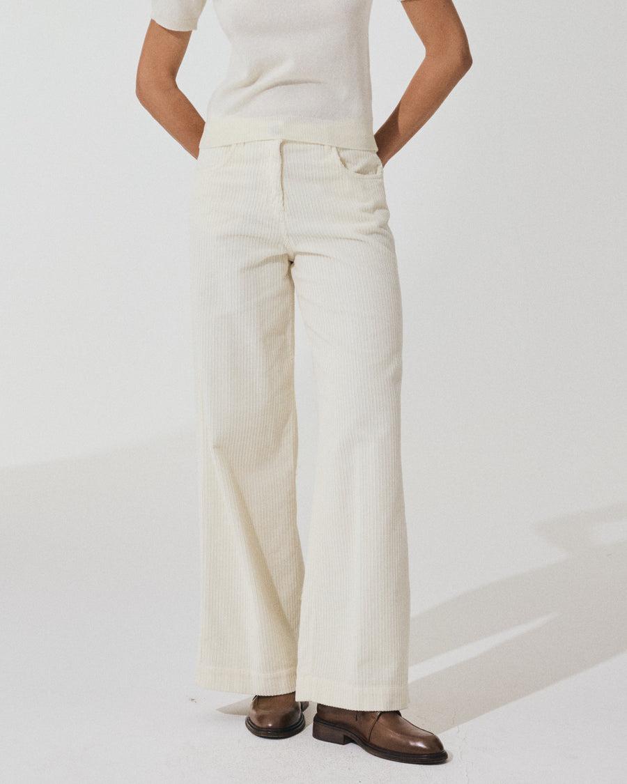 Scaglione PANT 5 TASCHE FLARE VELVET LATTE