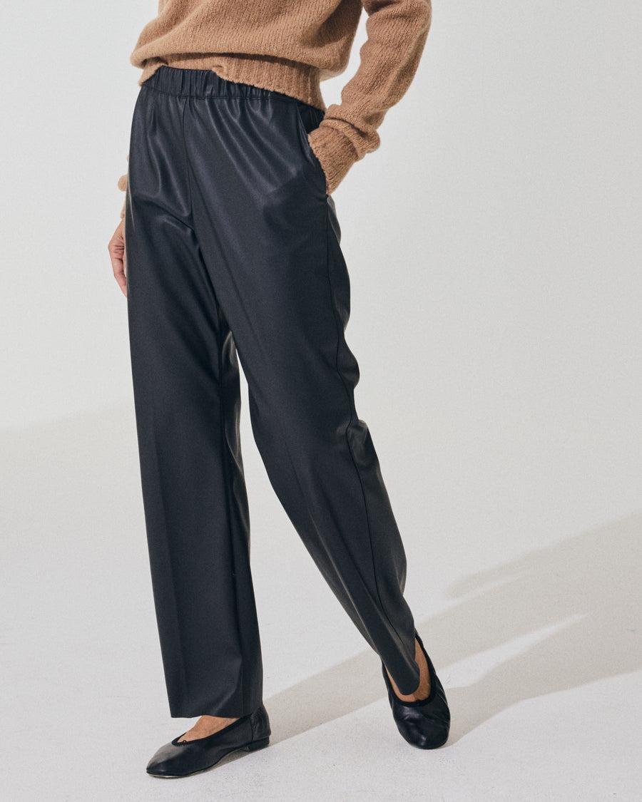 Scaglione PANT DRITTO ECOPELLE BLACK