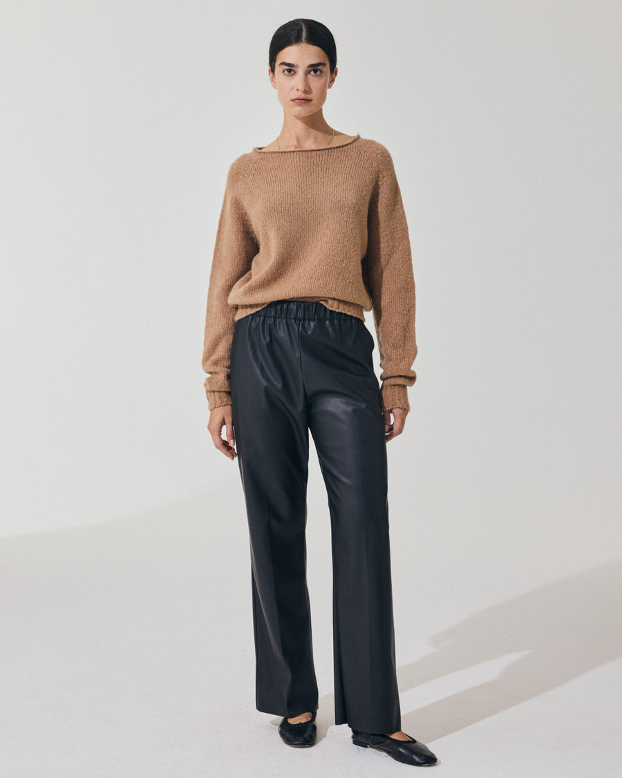 Scaglione PANT DRITTO ECOPELLE BLACK