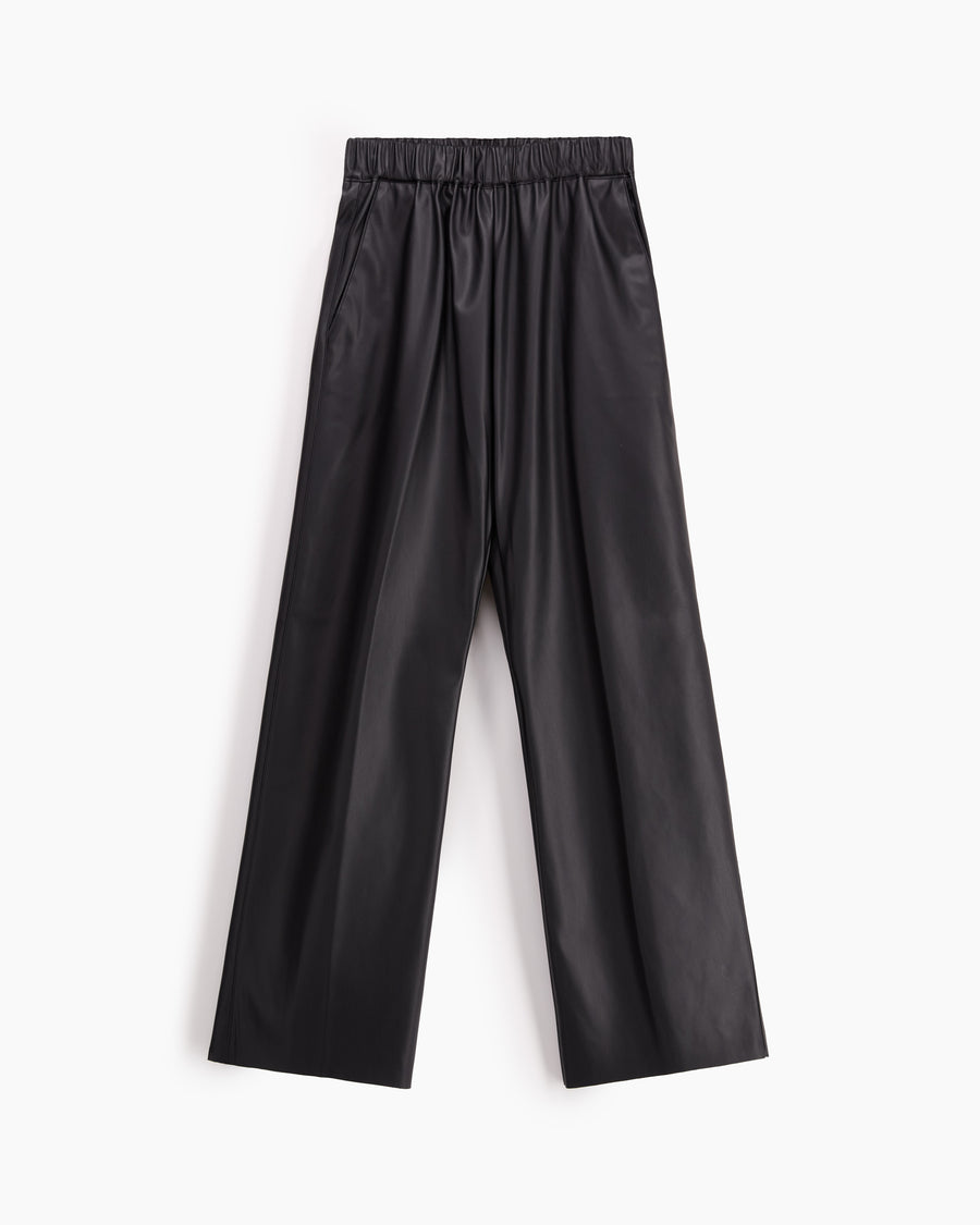 Scaglione PANT DRITTO ECOPELLE BLACK