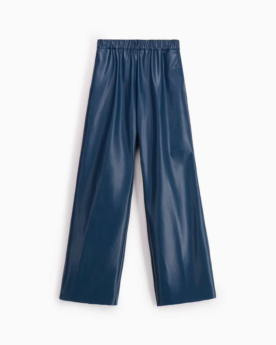 Scaglione PANT DRITTO ECOPELLE BLUETTE