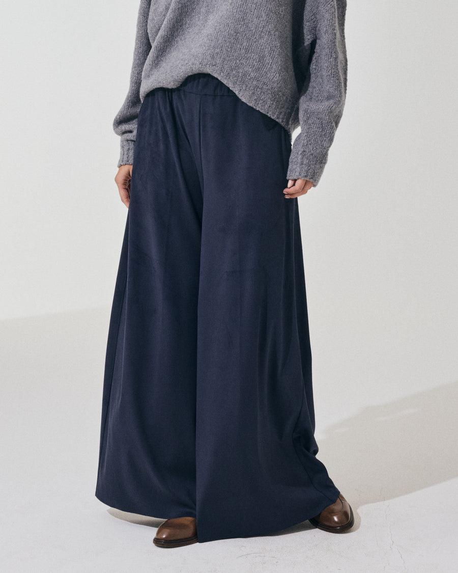 Scaglione PANT LARGO ECOSUEDE NAVY