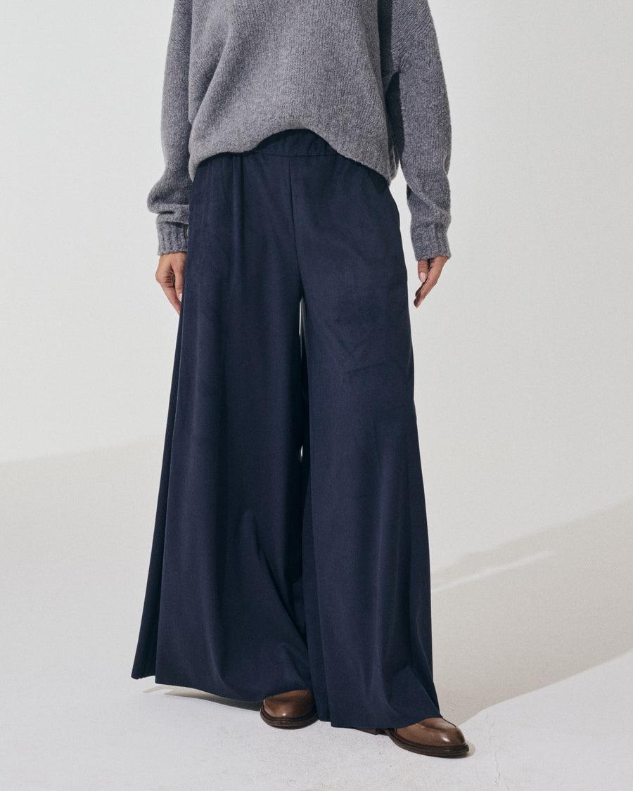 Scaglione PANT LARGO ECOSUEDE NAVY