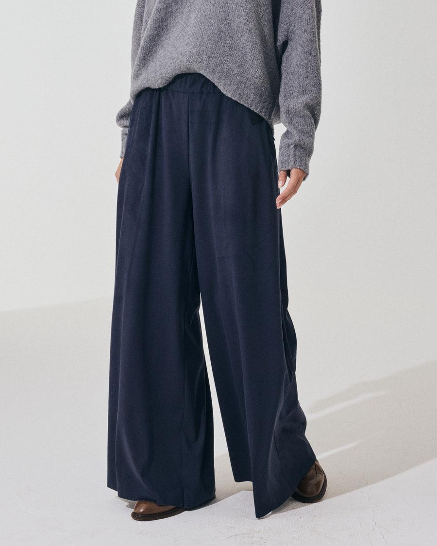 Scaglione PANT LARGO ECOSUEDE NAVY