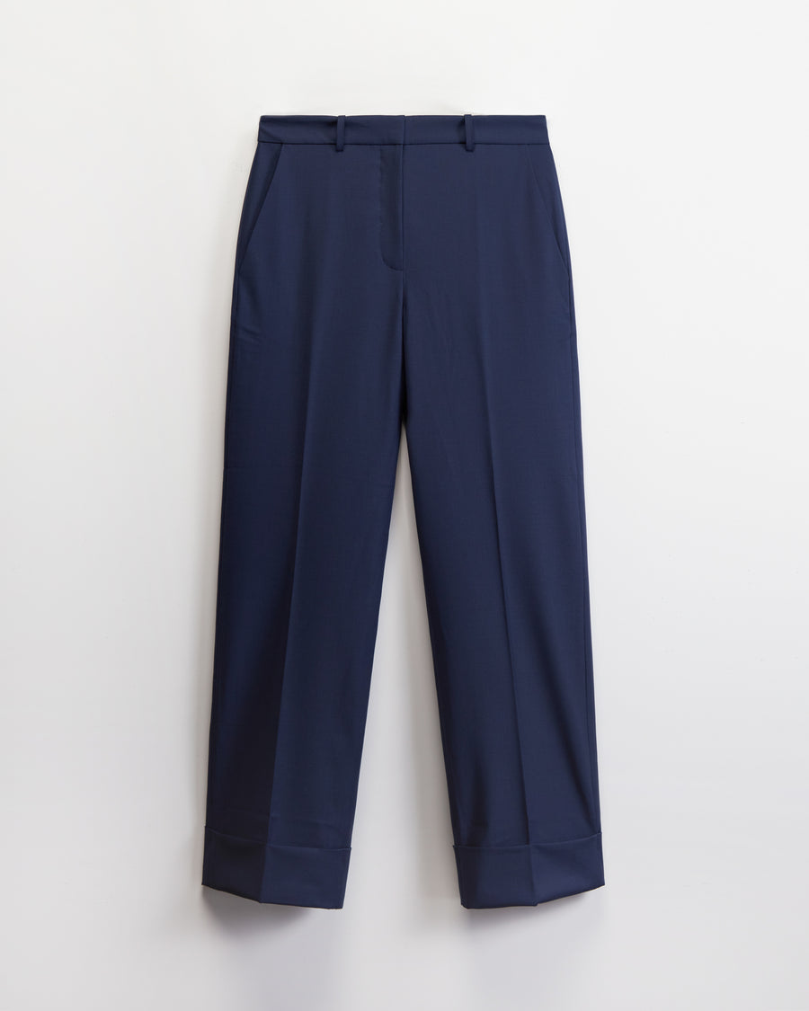 Scaglione PANTS PIEGA CENTALE MERINO NAVY