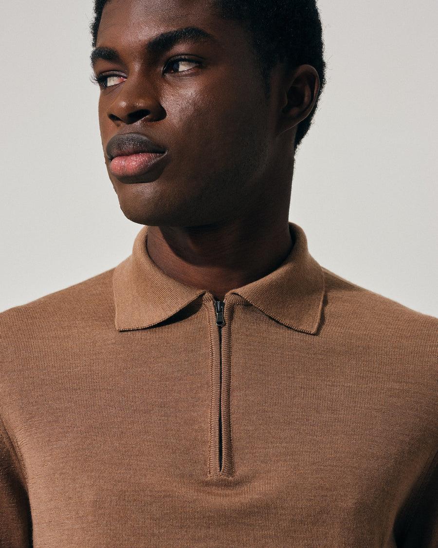 Scaglione POLO ZIP FINELUX CAMEL
