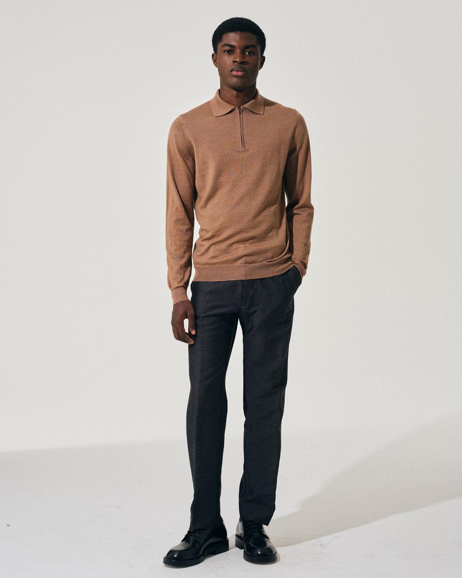 Scaglione POLO ZIP FINELUX CAMEL