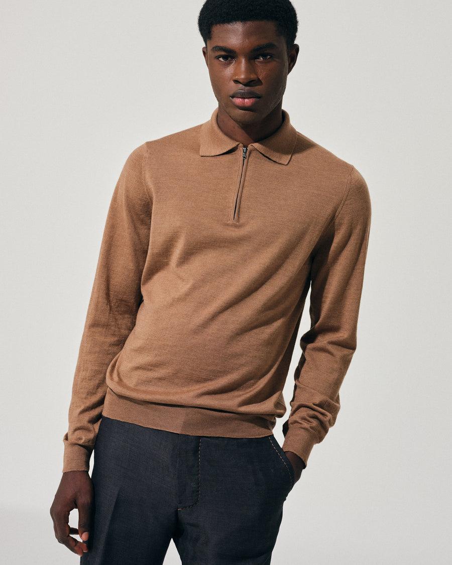 Scaglione POLO ZIP FINELUX CAMEL