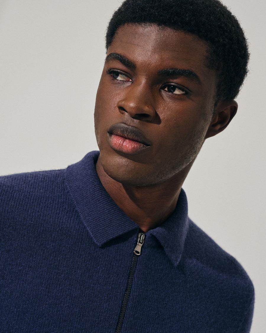 Scaglione POLO ZIP SEAMLESS MIXCASH DENIM