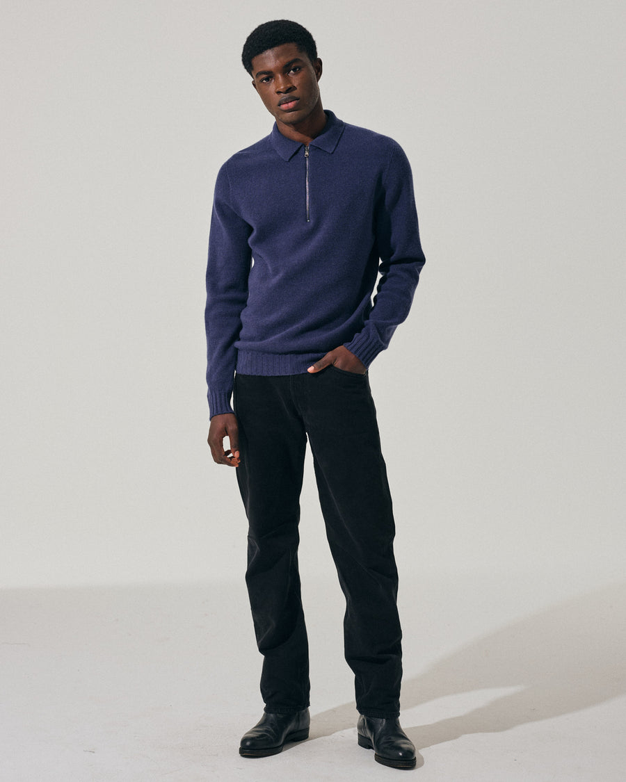 Scaglione POLO ZIP SEAMLESS MIXCASH DENIM