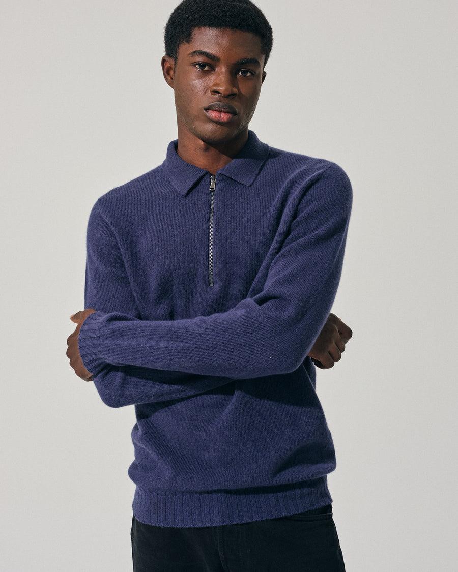 Scaglione POLO ZIP SEAMLESS MIXCASH DENIM