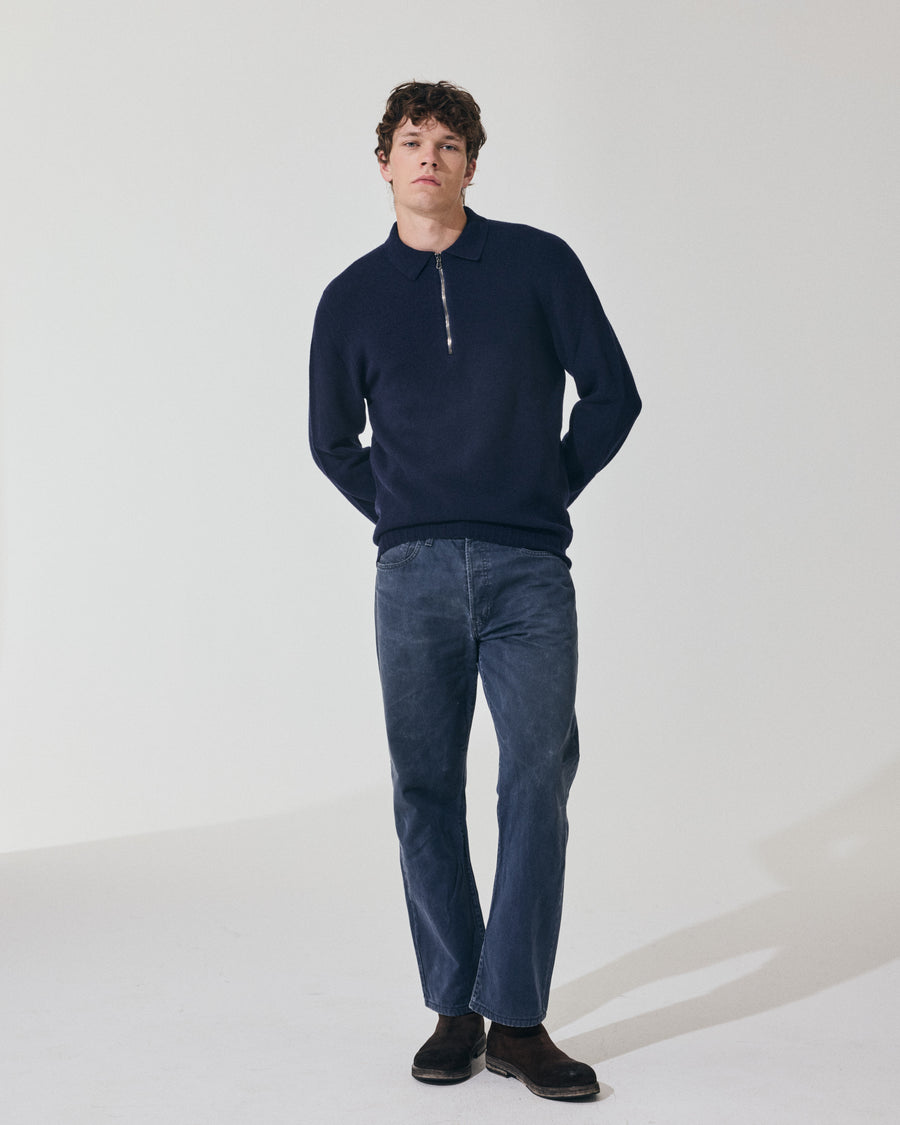 Scaglione POLO ZIP SEAMLESS MIXCASH NAVY